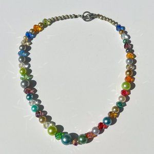 Vintage rainbow beaded pearl necklace